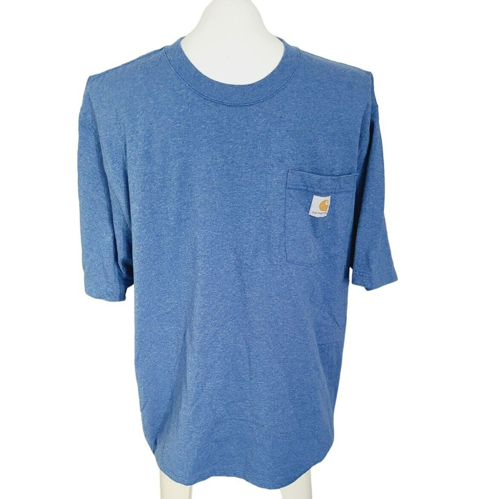 Carhartt Mens Loose Fit Heavyweight Short Sleeve Pocket T-Shirt Blue Large L